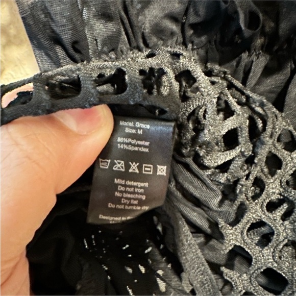 Black Sheer Ruffle Bodysuit NWT - Picture 3 of 10